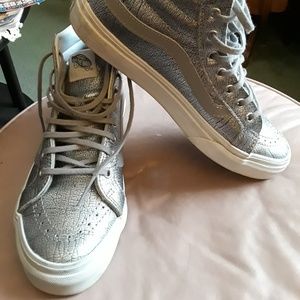 Vans metallic silver high tops